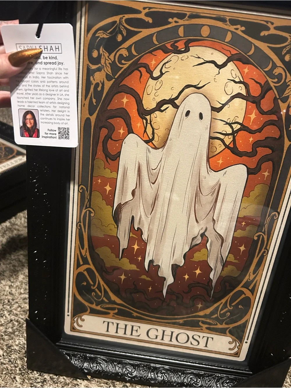 The Ghost Wall Art Print - White, Orange & Gold